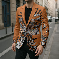 Canada Indigenous Orange Blazer Haida Art Thunder Bird