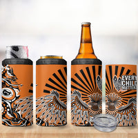 Canada Indigenous Orange 4 in 1 Can Cooler Tumbler Haida Art Thunder Bird
