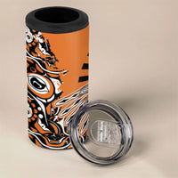 Canada Indigenous Orange 4 in 1 Can Cooler Tumbler Haida Art Thunder Bird