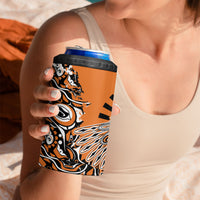 Canada Indigenous Orange 4 in 1 Can Cooler Tumbler Haida Art Thunder Bird