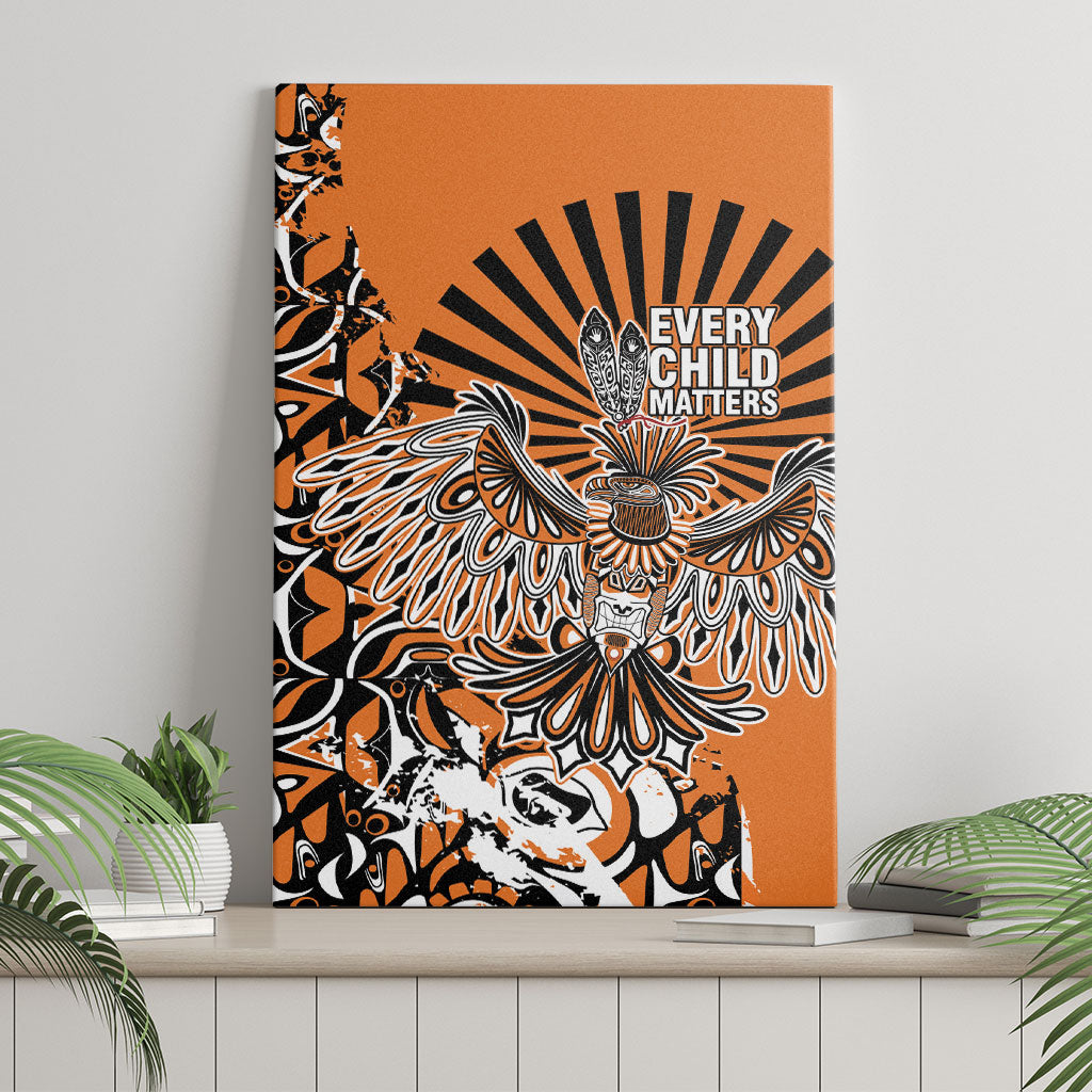 Canada Indigenous Orange Canvas Wall Art Haida Art Thunder Bird