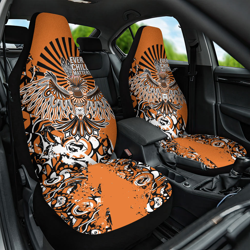 Canada Indigenous Orange Car Seat Cover Haida Art Thunder Bird