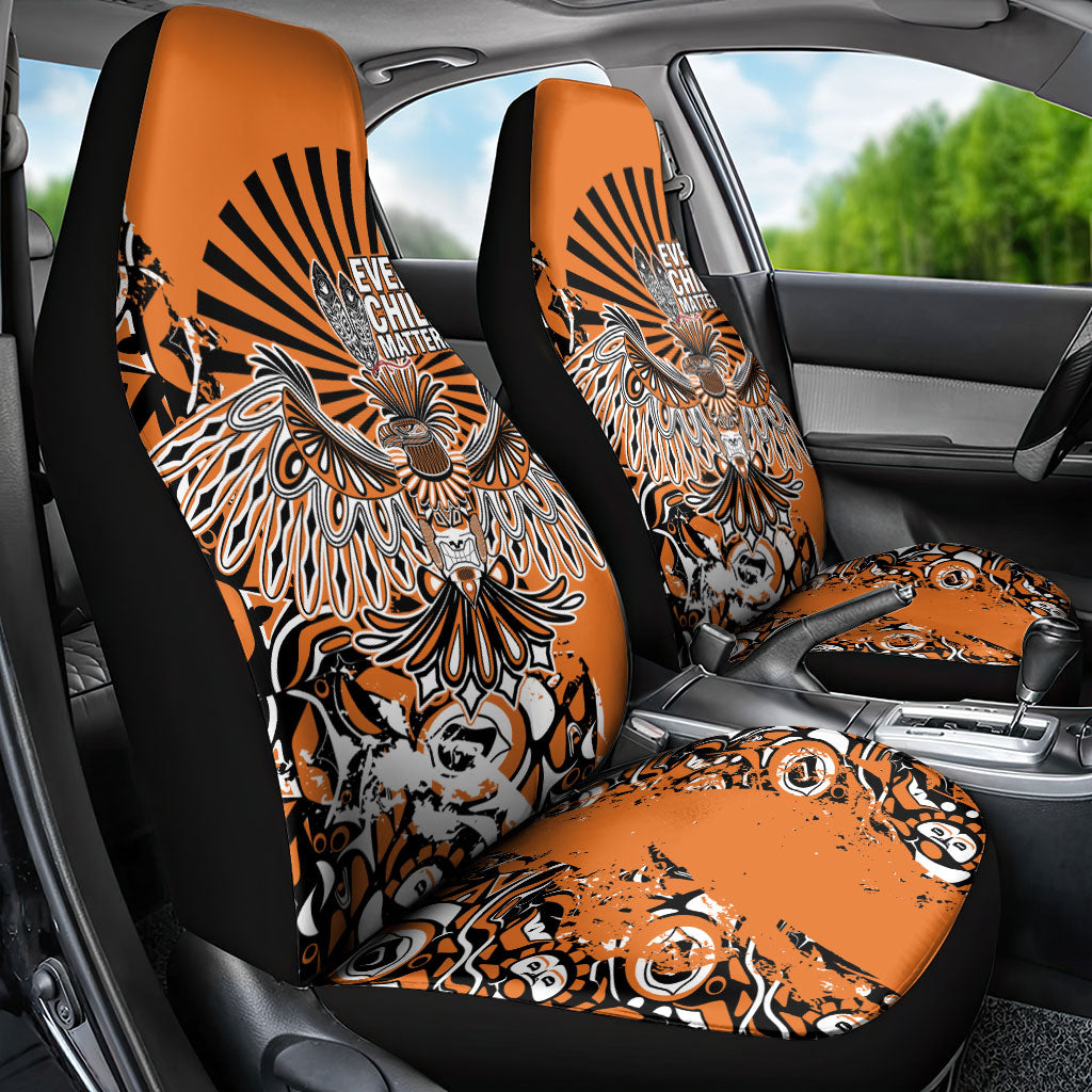 Canada Indigenous Orange Car Seat Cover Haida Art Thunder Bird