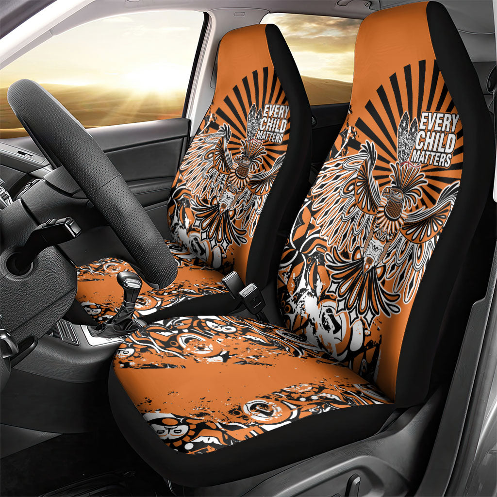 Canada Indigenous Orange Car Seat Cover Haida Art Thunder Bird