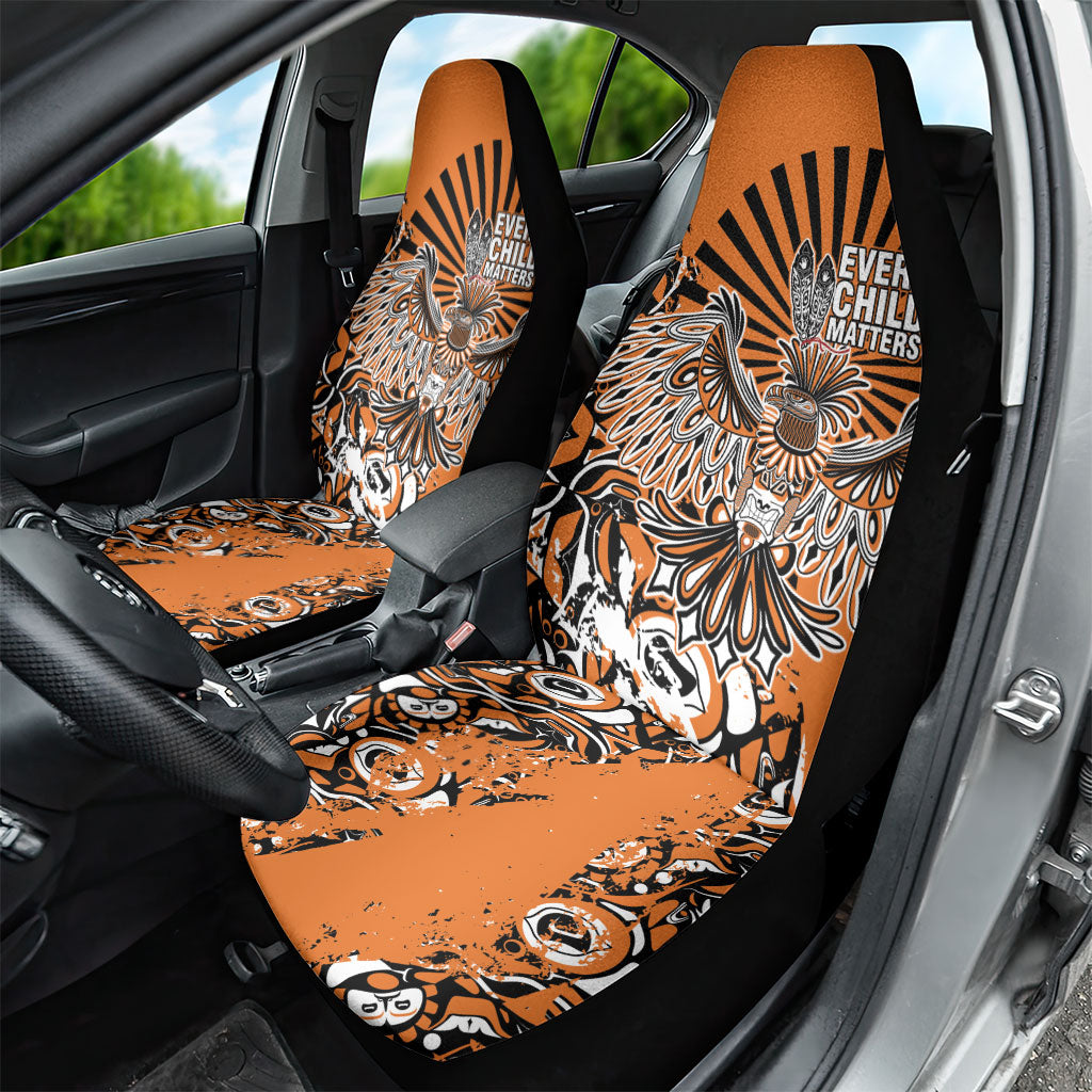Canada Indigenous Orange Car Seat Cover Haida Art Thunder Bird