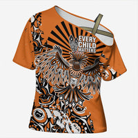 Canada Indigenous Orange Cross Shoulder Shirt Haida Art Thunder Bird