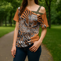 Canada Indigenous Orange Cross Shoulder Shirt Haida Art Thunder Bird