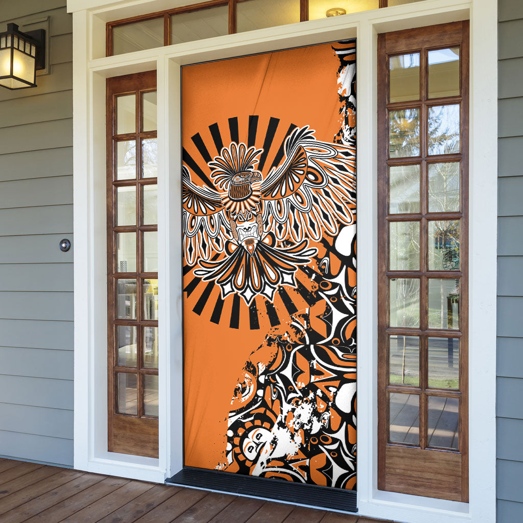 Canada Indigenous Orange Door Cover Haida Art Thunder Bird