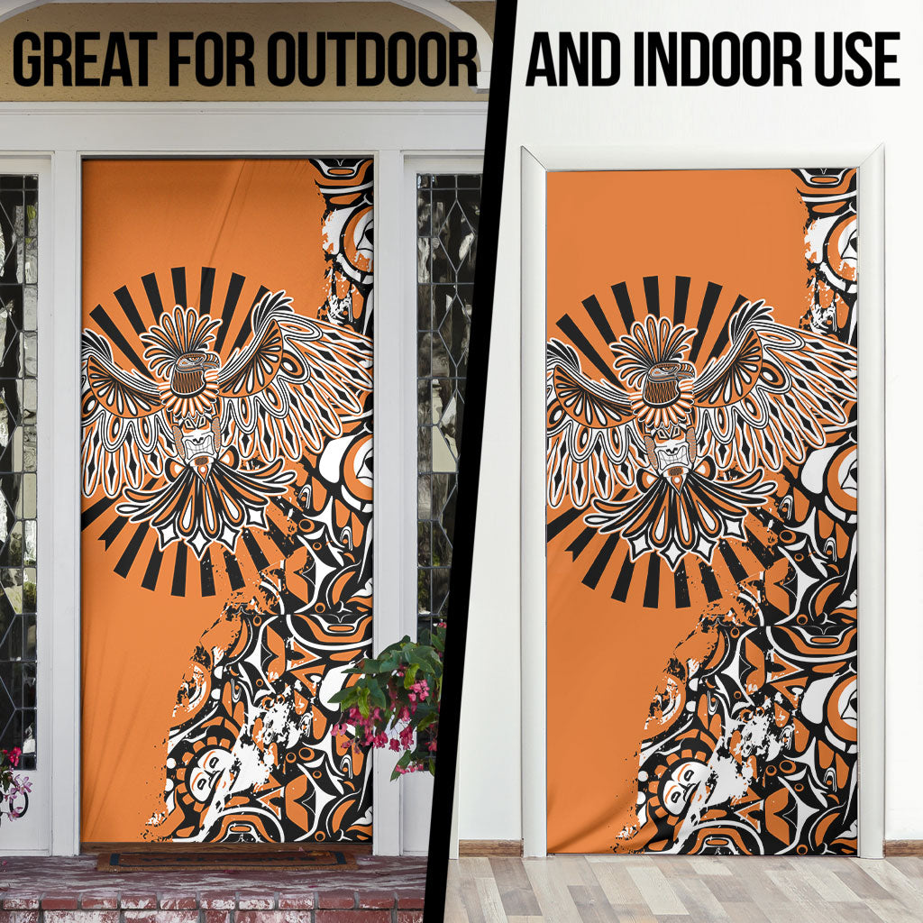 Canada Indigenous Orange Door Cover Haida Art Thunder Bird