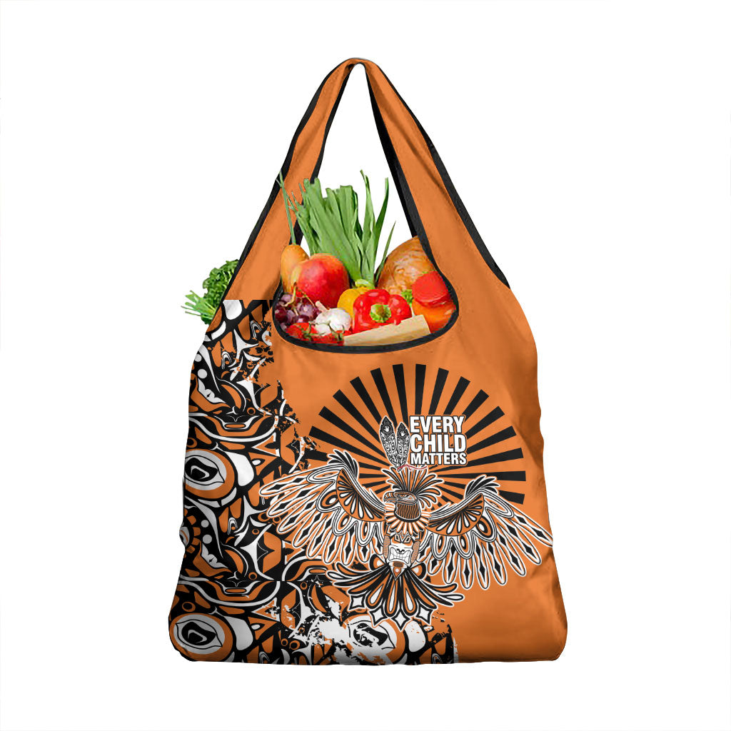 Canada Indigenous Orange Grocery Bag Haida Art Thunder Bird