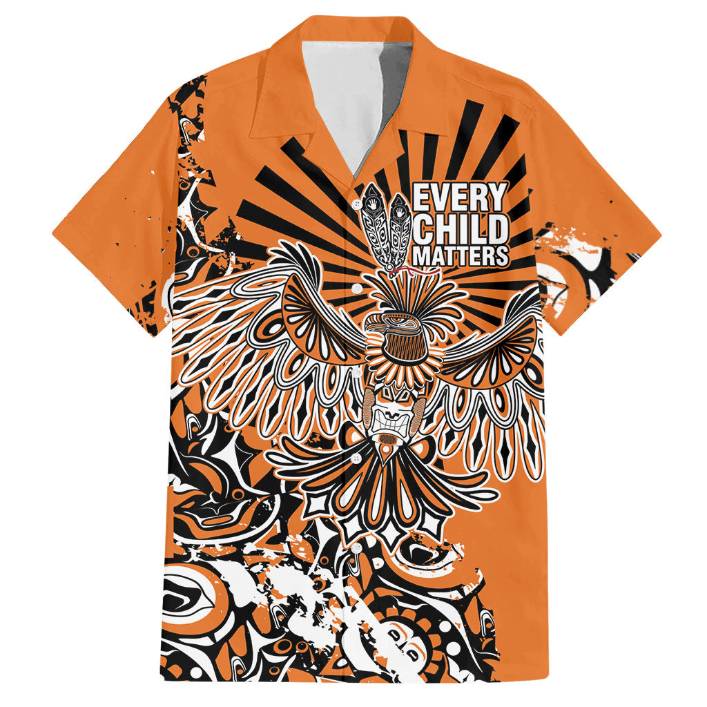 Canada Indigenous Orange Hawaiian Shirt Haida Art Thunder Bird
