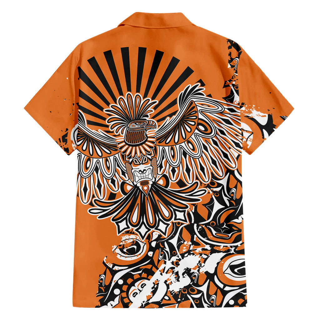 Canada Indigenous Orange Hawaiian Shirt Haida Art Thunder Bird