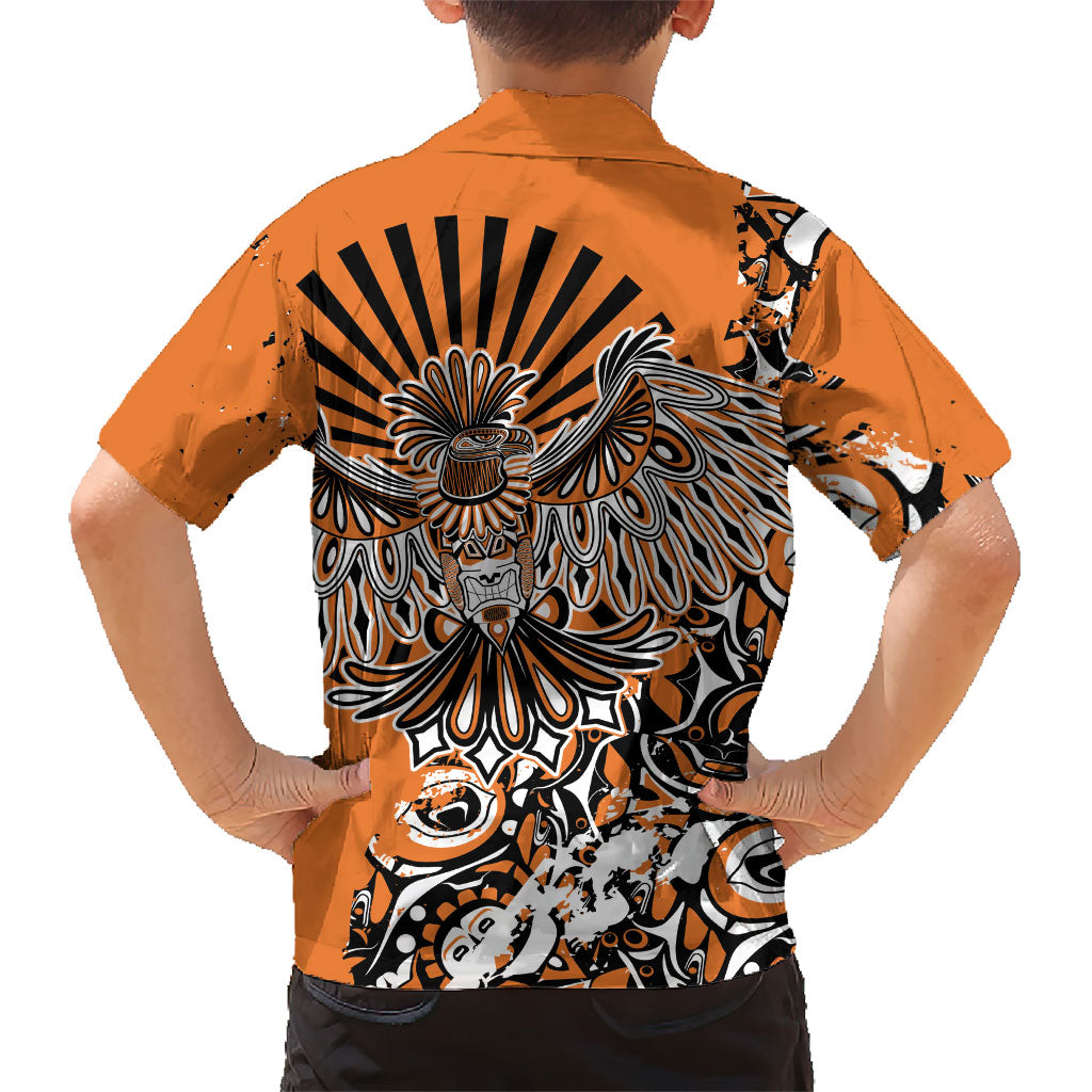 Canada Indigenous Orange Hawaiian Shirt Haida Art Thunder Bird