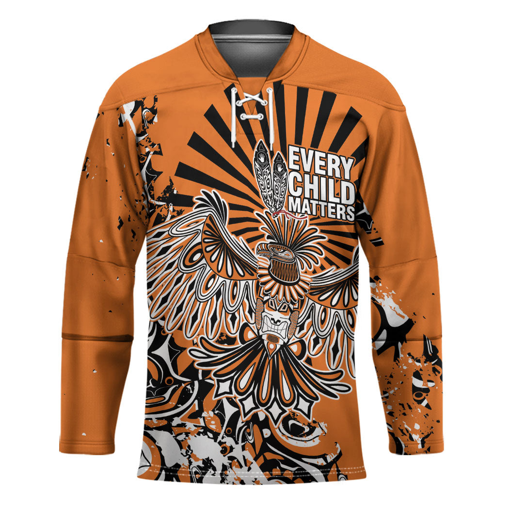 Canada Indigenous Orange Hockey Jersey Haida Art Thunder Bird