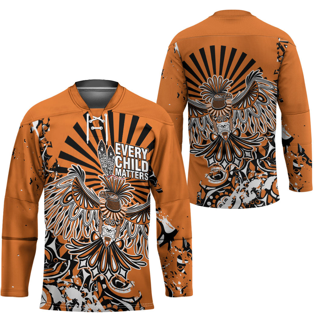 Canada Indigenous Orange Hockey Jersey Haida Art Thunder Bird