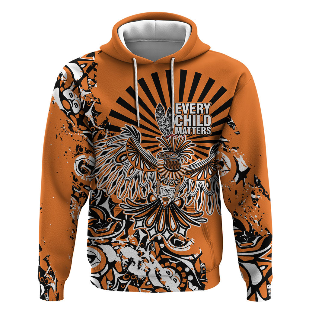 Canada Indigenous Orange Hoodie Haida Art Thunder Bird