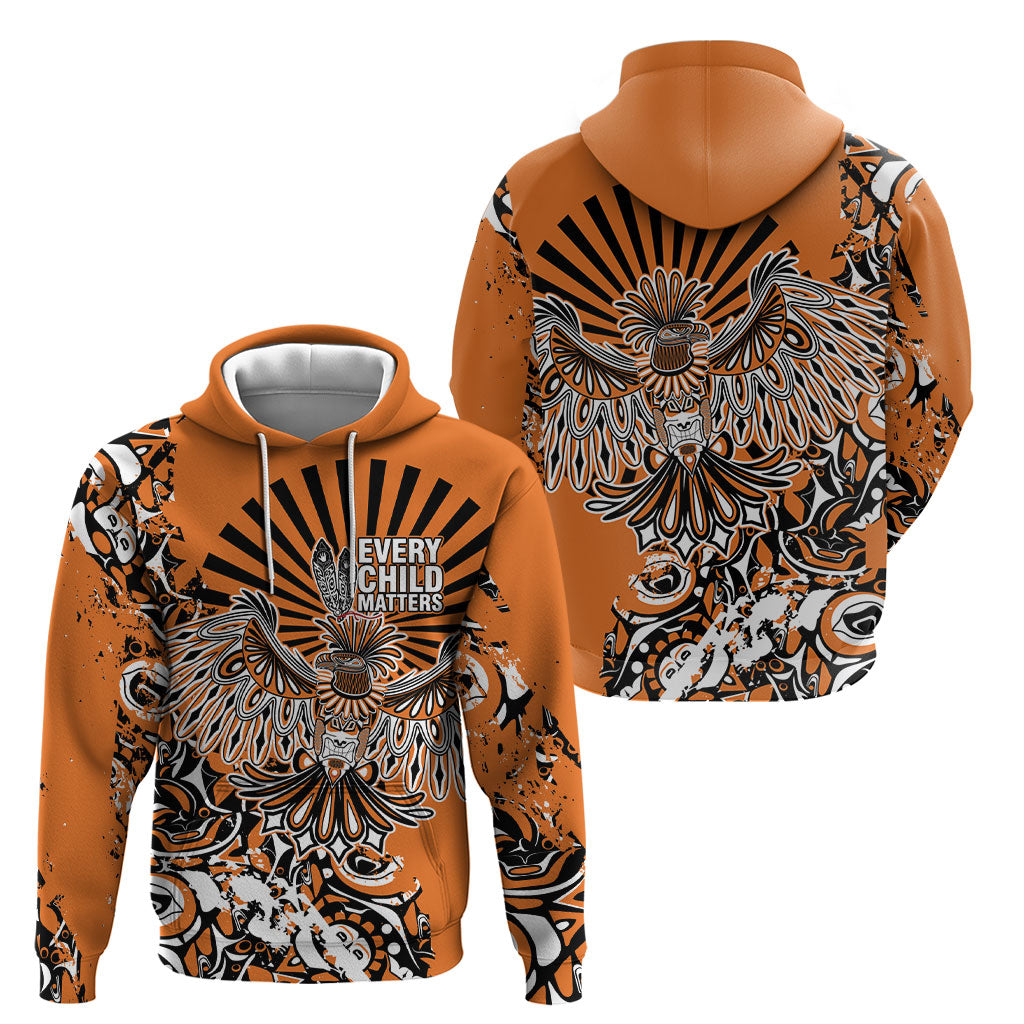 Canada Indigenous Orange Hoodie Haida Art Thunder Bird