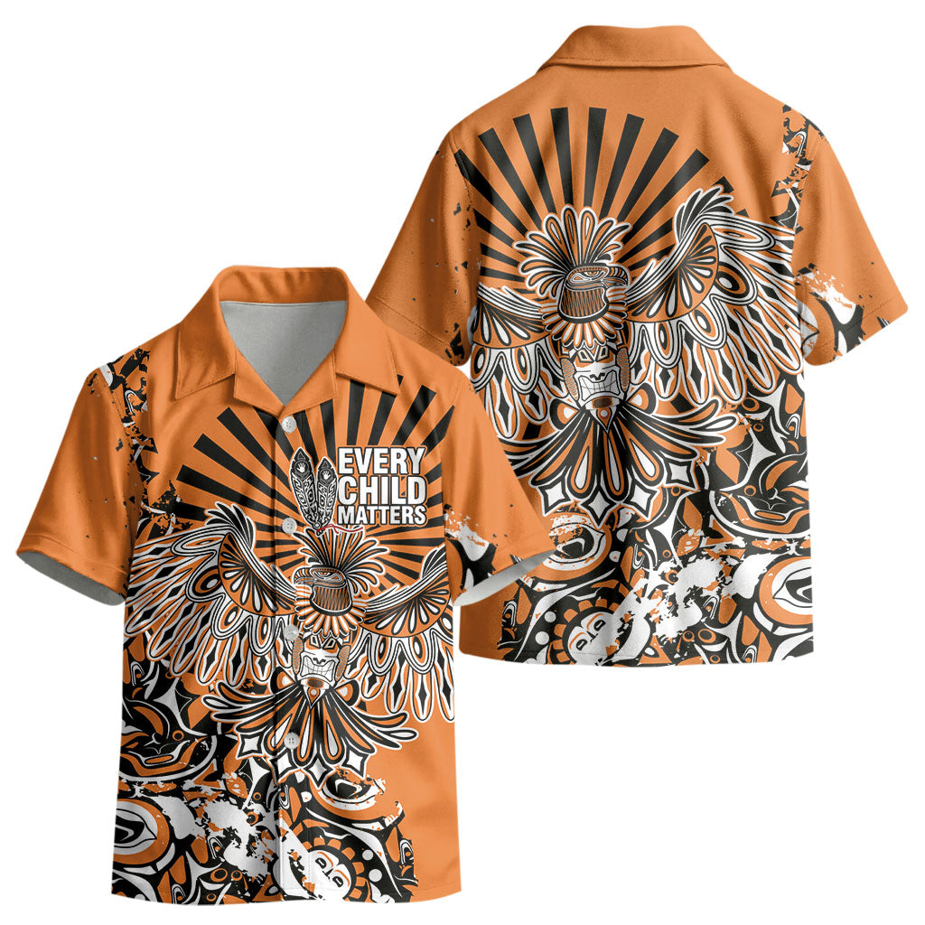 Canada Indigenous Orange Kid Hawaiian Shirt Haida Art Thunder Bird LT7