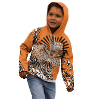 Canada Indigenous Orange Kid Hoodie Haida Art Thunder Bird