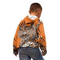 Canada Indigenous Orange Kid Hoodie Haida Art Thunder Bird
