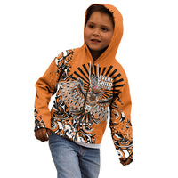 Canada Indigenous Orange Kid Hoodie Haida Art Thunder Bird