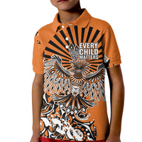 Canada Indigenous Orange Kid Polo Shirt Haida Art Thunder Bird