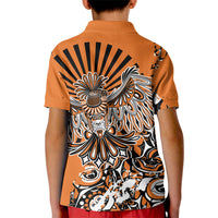 Canada Indigenous Orange Kid Polo Shirt Haida Art Thunder Bird