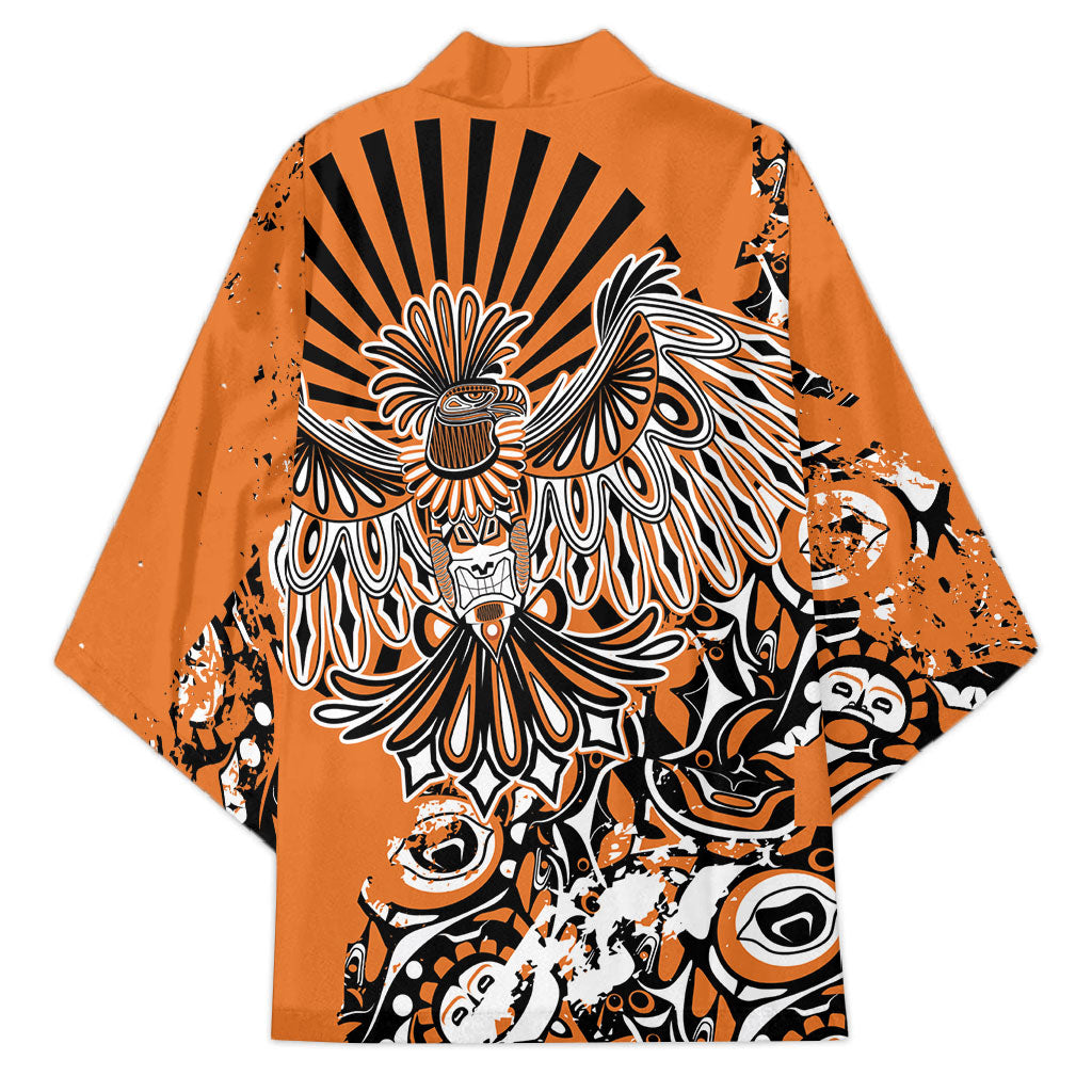 Canada Indigenous Orange Kimono Haida Art Thunder Bird