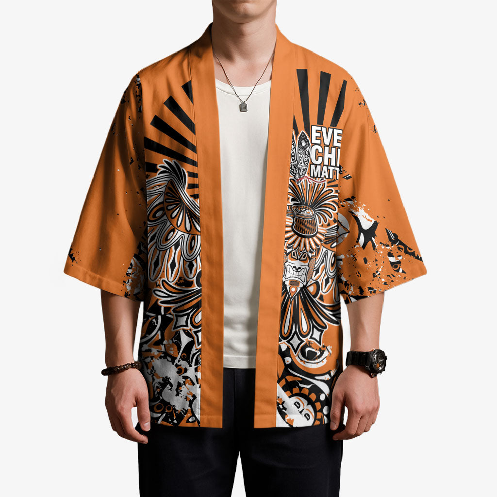 Canada Indigenous Orange Kimono Haida Art Thunder Bird