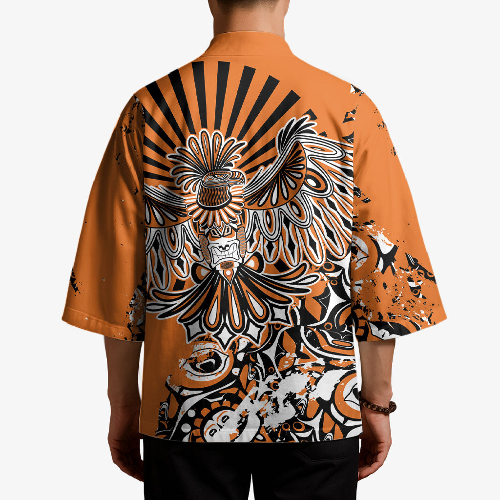 Canada Indigenous Orange Kimono Haida Art Thunder Bird