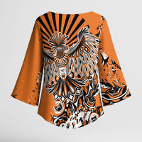 Canada Indigenous Orange Kimono Sleeve Blouse Haida Art Thunder Bird