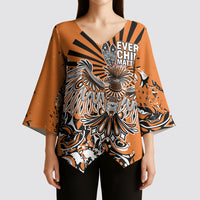 Canada Indigenous Orange Kimono Sleeve Blouse Haida Art Thunder Bird