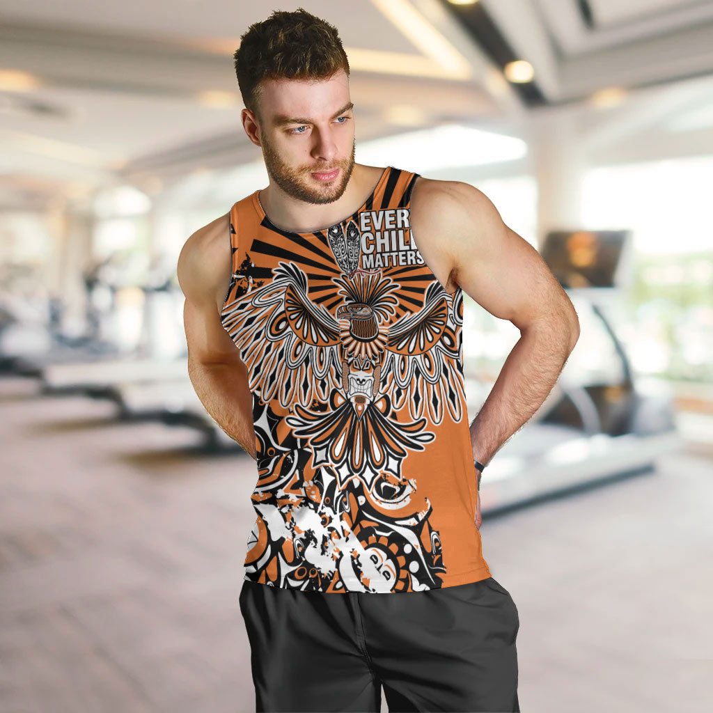 Canada Indigenous Orange Men Tank Top Haida Art Thunder Bird