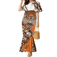 Canada Indigenous Orange Mermaid Dress Haida Art Thunder Bird