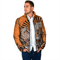 Canada Indigenous Orange Padded Jacket Haida Art Thunder Bird