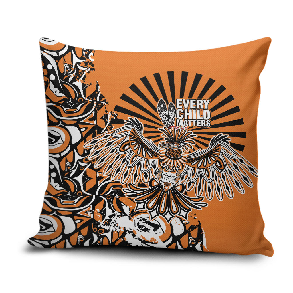 Canada Indigenous Orange Pillow Cover Haida Art Thunder Bird