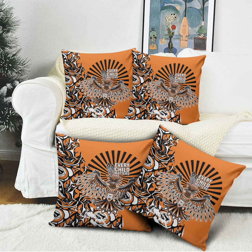 Canada Indigenous Orange Pillow Cover Haida Art Thunder Bird
