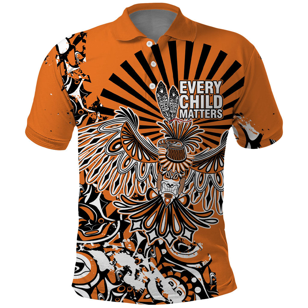 Canada Indigenous Orange Polo Shirt Haida Art Thunder Bird