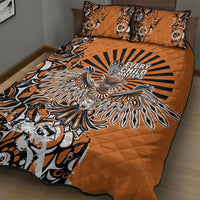 Canada Indigenous Orange Quilt Bed Set Haida Art Thunder Bird
