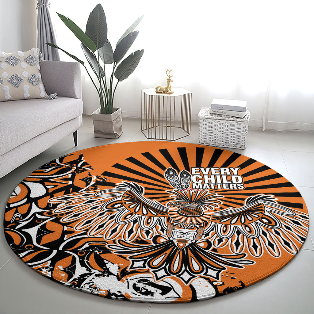 Canada Indigenous Orange Round Carpet Haida Art Thunder Bird