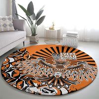 Canada Indigenous Orange Round Carpet Haida Art Thunder Bird