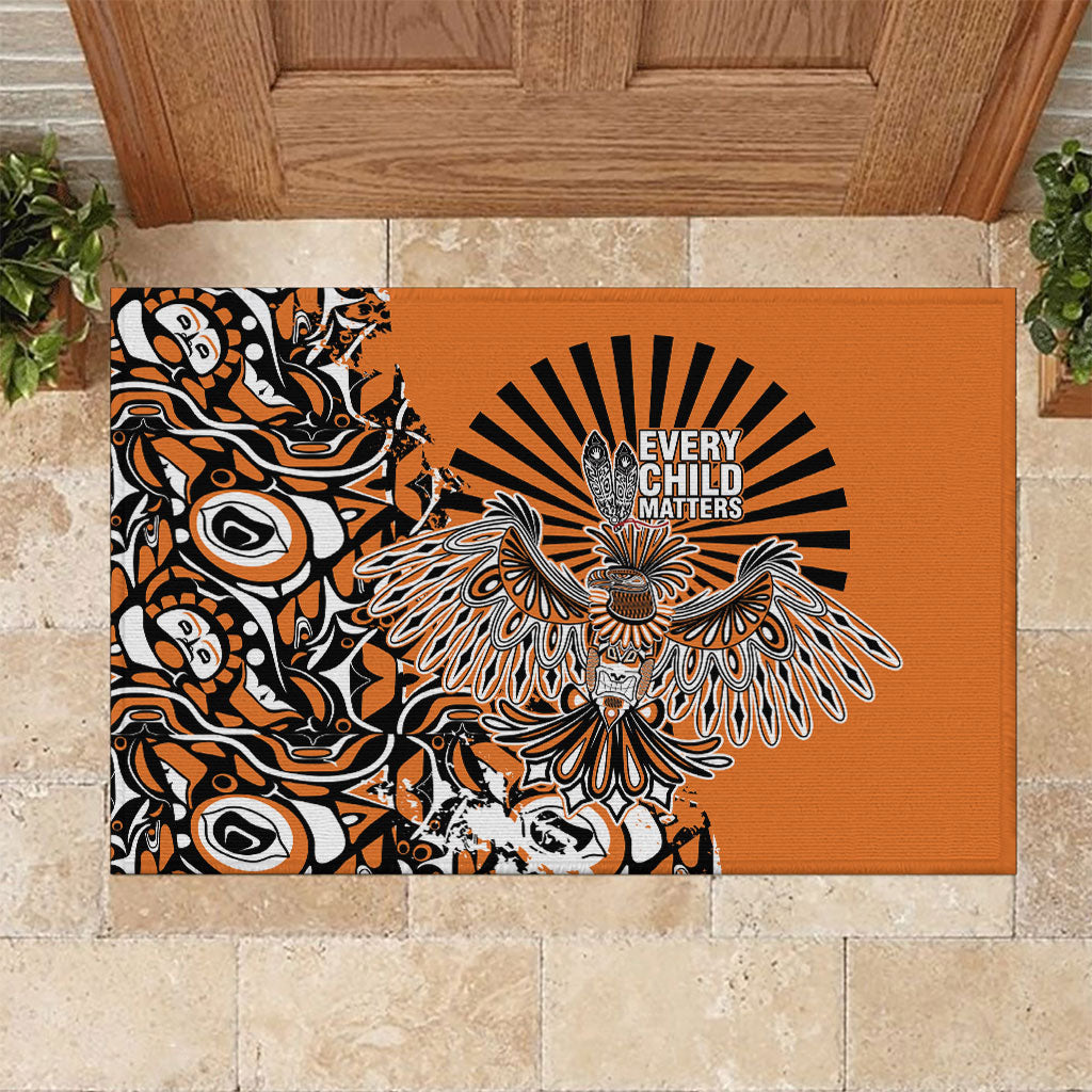 Canada Indigenous Orange Rubber Doormat Haida Art Thunder Bird