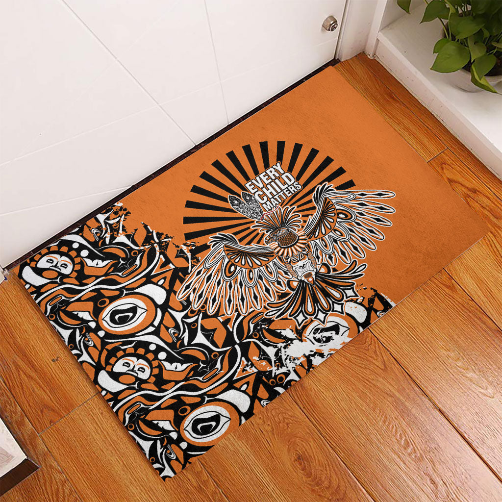 Canada Indigenous Orange Rubber Doormat Haida Art Thunder Bird