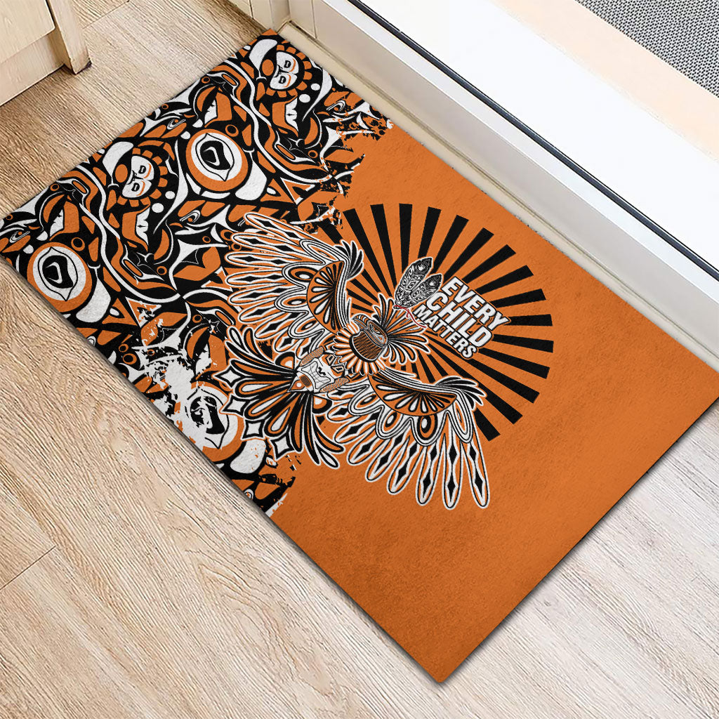 Canada Indigenous Orange Rubber Doormat Haida Art Thunder Bird