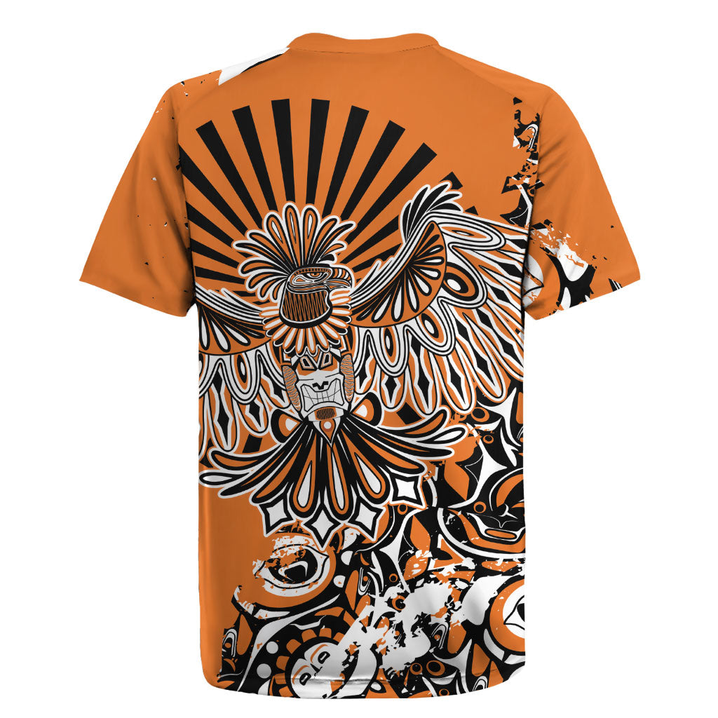 Canada Indigenous Orange Rugby Jersey Haida Art Thunder Bird