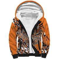 Canada Indigenous Orange Sherpa Hoodie Haida Art Thunder Bird