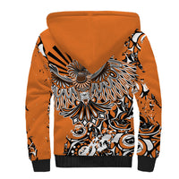 Canada Indigenous Orange Sherpa Hoodie Haida Art Thunder Bird