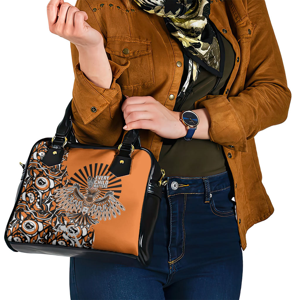 Canada Indigenous Orange Shoulder Handbag Haida Art Thunder Bird