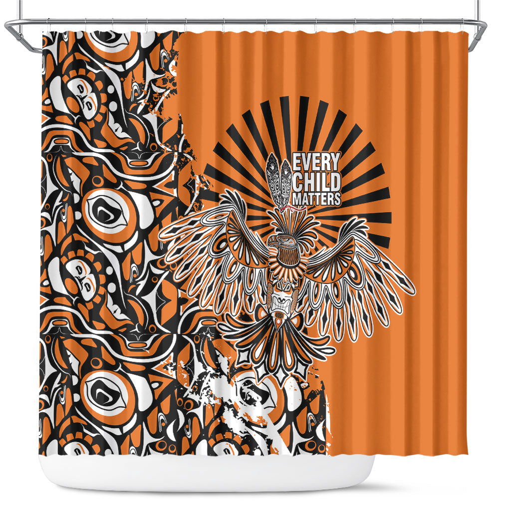 Canada Indigenous Orange Shower Curtain Haida Art Thunder Bird