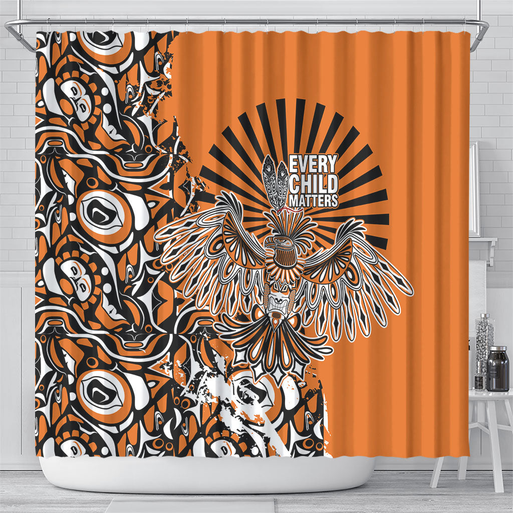 Canada Indigenous Orange Shower Curtain Haida Art Thunder Bird